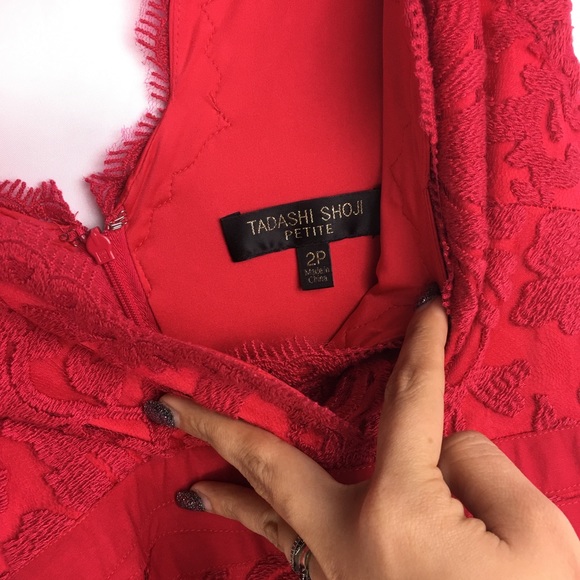 🌟HP🌟 Tadashi Shoji Cranberry Embroidered Dress - Picture 6 of 8